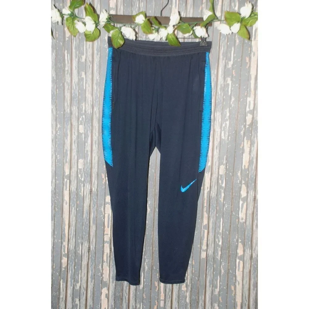 Nike Dri-Fit Ladies Blue Leggings Size S Stretch Zipper Pockets Activewear Gym